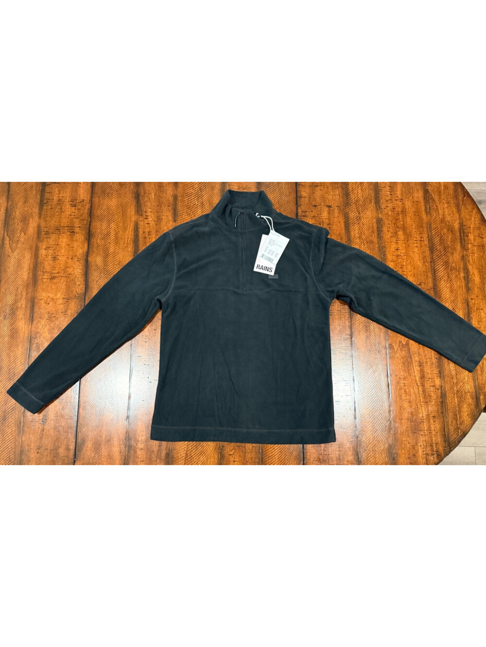 RAINS Addis Fleece Half Zip Pullover Black Lightweight Quarter Zip - Unisex XS